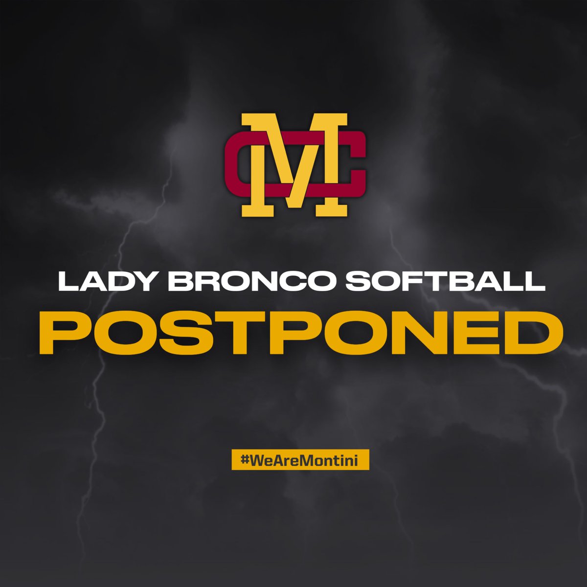 🚨ATTENTION🚨 Today’s games against Fenwick have been postponed and will be made up at a later date #WeAreMontini