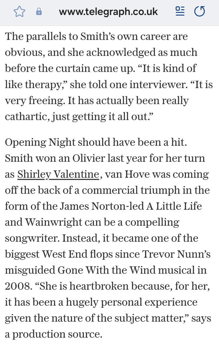 @jennyeclair What a shame #liamkelly from the telegraph didnt even take the time to get his facts straight.
Sheridans up for an Olivier this year for #shirleyvalentine 🙄🤔
I saw the Opening Night, it was great- a lot to take in & unravel but 👏🏻👏🏻
