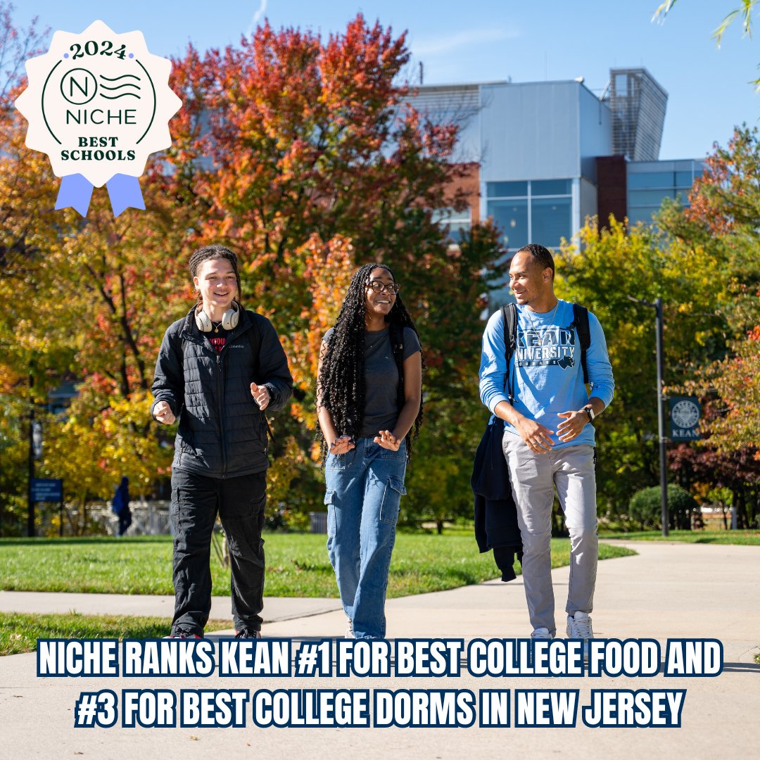KeanUniversity's tweet photo. Exciting news! Kean University is ranked #1 for Best College Food and #3 for Best College Dorms in New Jersey by @NicheSocial. We're honored to offer top-notch amenities and an unbeatable Kean college experience. #CougarsClimbHigher https://t.co/RuLMxasXgx