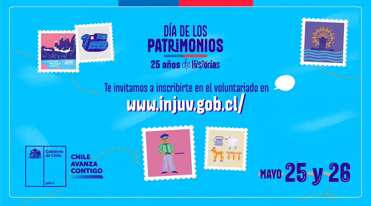 ¡Se parte del evento cultural más grande de Chile y vive los #25añosdehistorias! 🏛️🎻🎭 Te invitamos a inscribirte en el voluntariado del #DíaDeLosPatrimonios ✍🏼 en s.gob.cl/VoluntariosDia…