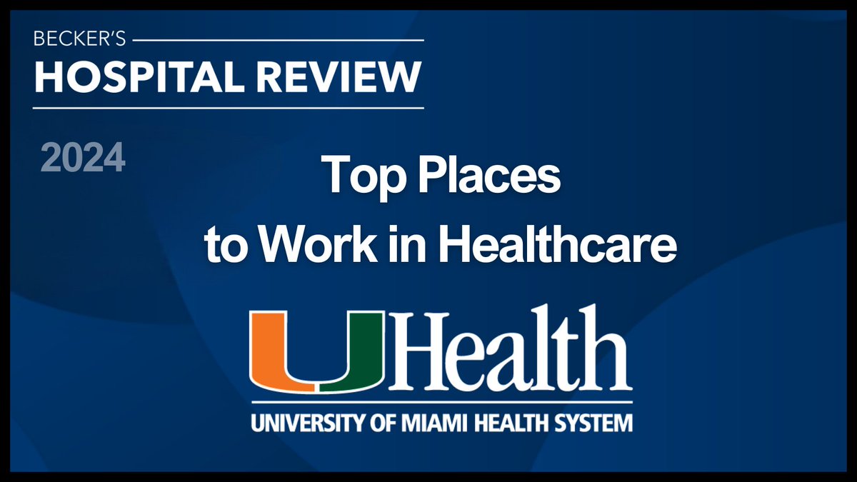 🌟 Exciting News! UHealth has been honored on @beckershr 150 Top Places to Work List! This recognition emphasizes our unwavering commitment to our incredible faculty and staff, prioritizing their well-being and professional growth. 🙌