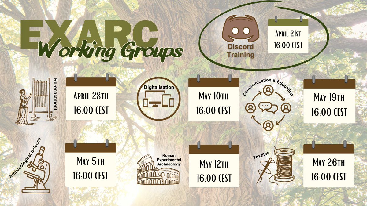 If you are interested in joining one of our brand new working groups, we will be hosting several 'launch' events over the next few weeks over on the EXARC Discord Server. exarc.net/history/exarc-… #EXARC #experimental #Archaeology #Discord #Conversations #JoinUs #join #Groupchat