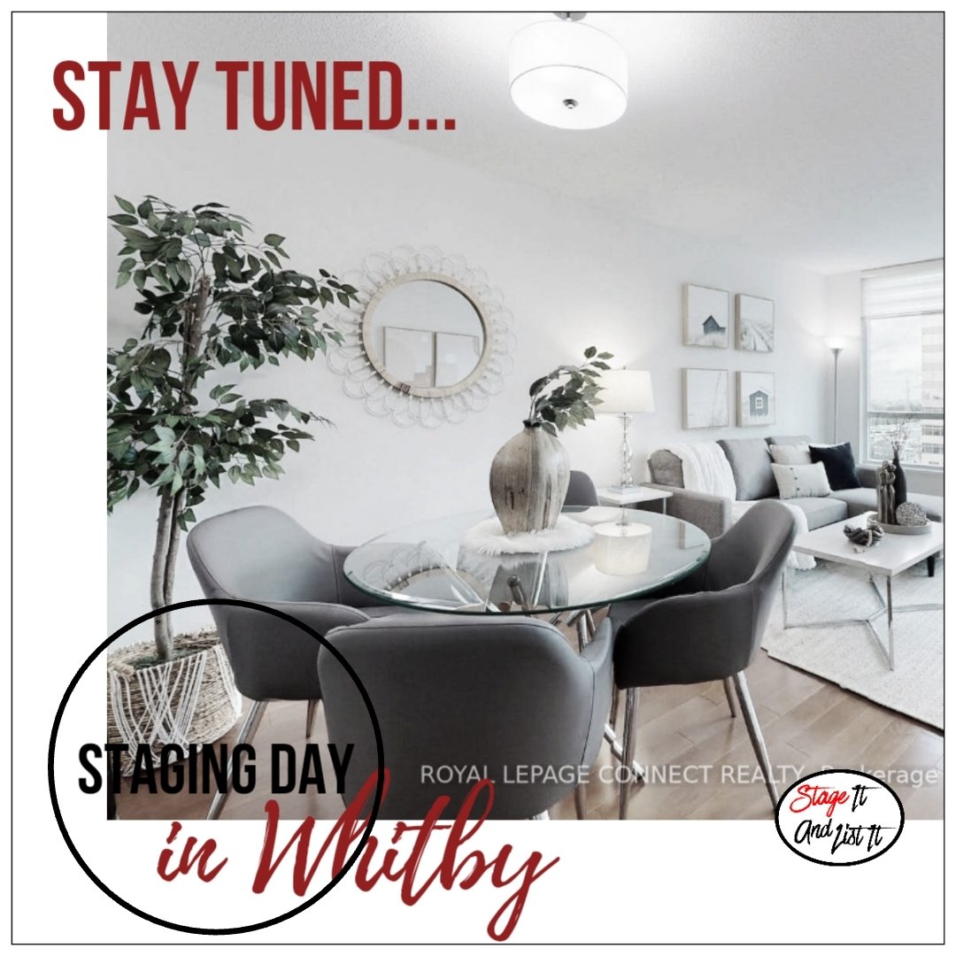 It's Friday, last stage of the week. #StagingDay in Whitby ❤️. Staging and styling in full swing, can't wait to see the staging transormation. This is a townhouse in a great neighbourhood, with a finished basement. Stay tuned...
. 
.
#stageitandlistit #homestaging #stagingsells