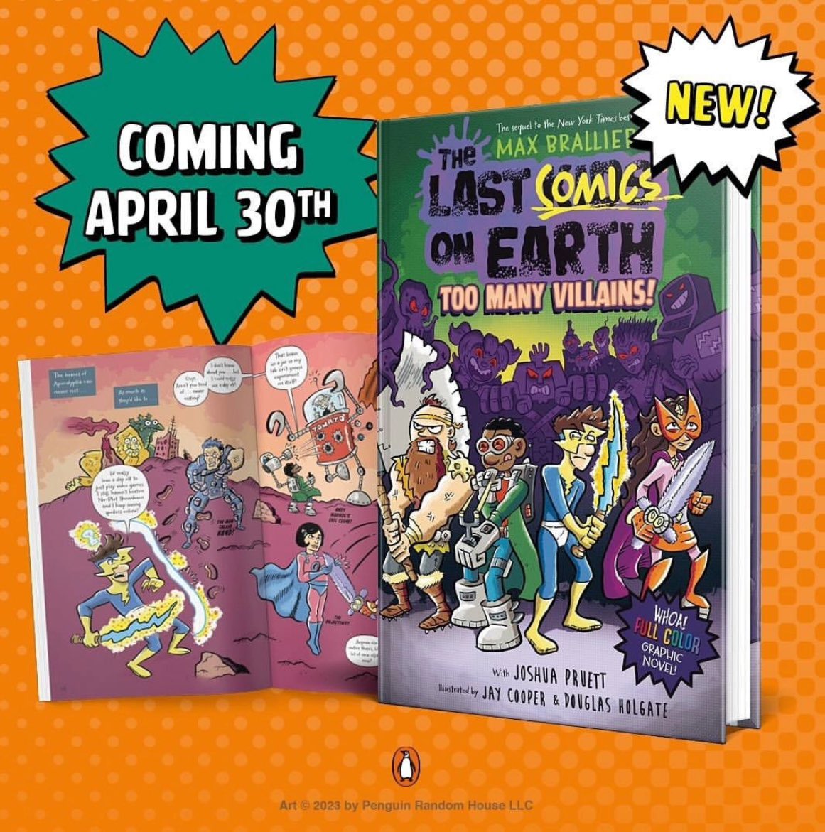 Almost here! @zombietardis LAST COMICS ON EARTH —TOO MANY VILLAINS! @penguinrandom @jaycooperart ⭐️⭐️⭐️⭐️⭐️