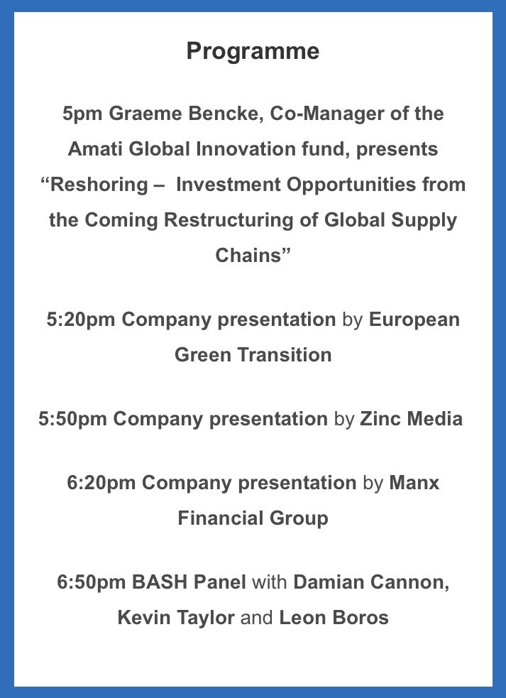 Join us on Monday 15th April 2024 at 5pm for #MelloMonday! Featuring Graeme Bencke, Co-Manager of the Amati Global Innovation Fund and presentations from @EuropeanGreenT, @zinc_media and Manx Financial Group! Use code TwitMM50 for half price tickets! melloevents.com/mm150424/