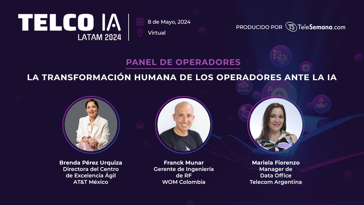 🔥𝐅𝐨𝐫𝐨 𝐯𝐢𝐫𝐭𝐮𝐚𝐥 #TelcoIALatam Debatiremos cómo la #IA afectará a la 𝐟𝐮𝐞𝐫𝐳𝐚 𝐥𝐚𝐛𝐨𝐫𝐚𝐥 del sector de las #telecomunicaciones con Brenda Pérez Urquiza de @ATTMx, Franck Munar de @womcolombia y @FiorenzoMariela de @TelecomEmpresas 🔗telesemana.com/telco-ia-latam/