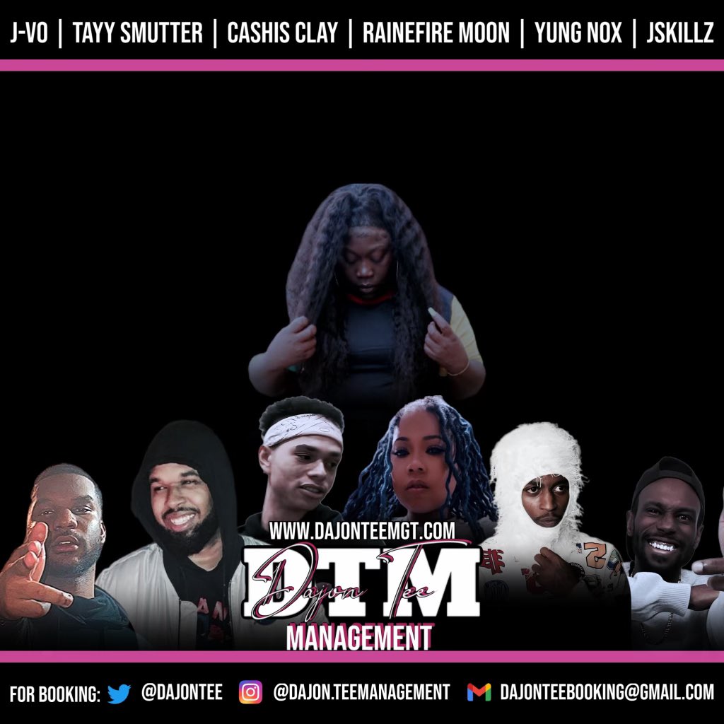 Books open! Let’s work! ❤️Dajon Tee Management❤️ @RAINEFIRE_MOON (QOTR & B.A.R) @TSGShawtyy_ (SBA) @CashisClayGold (WGH, iBattle, *KOTD) 😈@ItzJVo1 (RBE INTAKE)😈 😈@IzzyDaGoat17 😈 @J_Got_Skillz (RBE INTAKE) Contact information for booking is on the flyer!