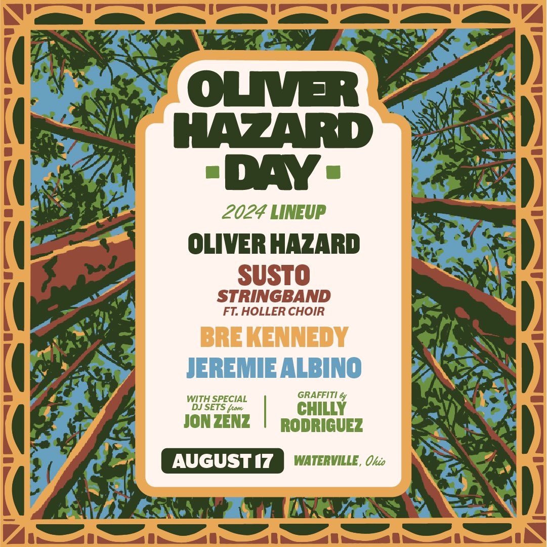 The 2024 Oliver Hazard Day lineup has landed! 🪂 Get ready for an epic day of music with SUSTO featuring Holler Choir, Canada’s own Jeremie Albino, Nashville legend Bre Kennedy, and a whole lot more! tickets at oliverhazardday.com Artwork 🎨 by Adam Hawkins