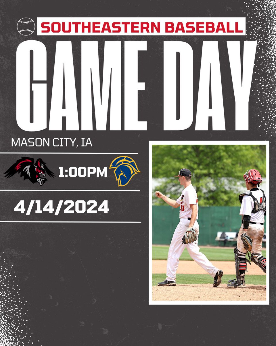 ⚾️Southeastern Baseball⚾️ 🗓️4/14/2024 📍Mason City, IA ⏰1:00PM ⚾️Southeastern @ NIACC 📺iccacsportsnetwork.com #SCCBlackhawks⚫️