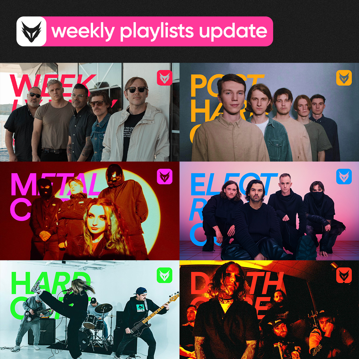 // Friday playlists update!

linktr.ee/wearefoxcore

weekly: @thursdayband
phc: #ForestFire
mc: @sixthwonderband
ec: @Northlane
hc: #FalseReality
dc: #Malice