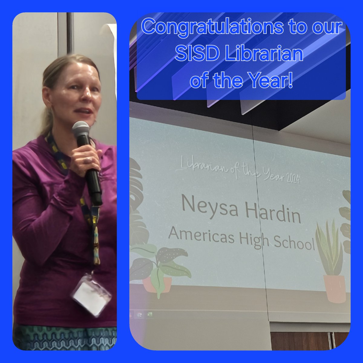 Congratulations <a href="/americaslibrary/">Ms. N. Hardin</a> I have always admired your passion &amp; dedication! You are AMAZING! ❤️📚
#TeamSISD 
#SISD_READS 
#librarianoftheyear