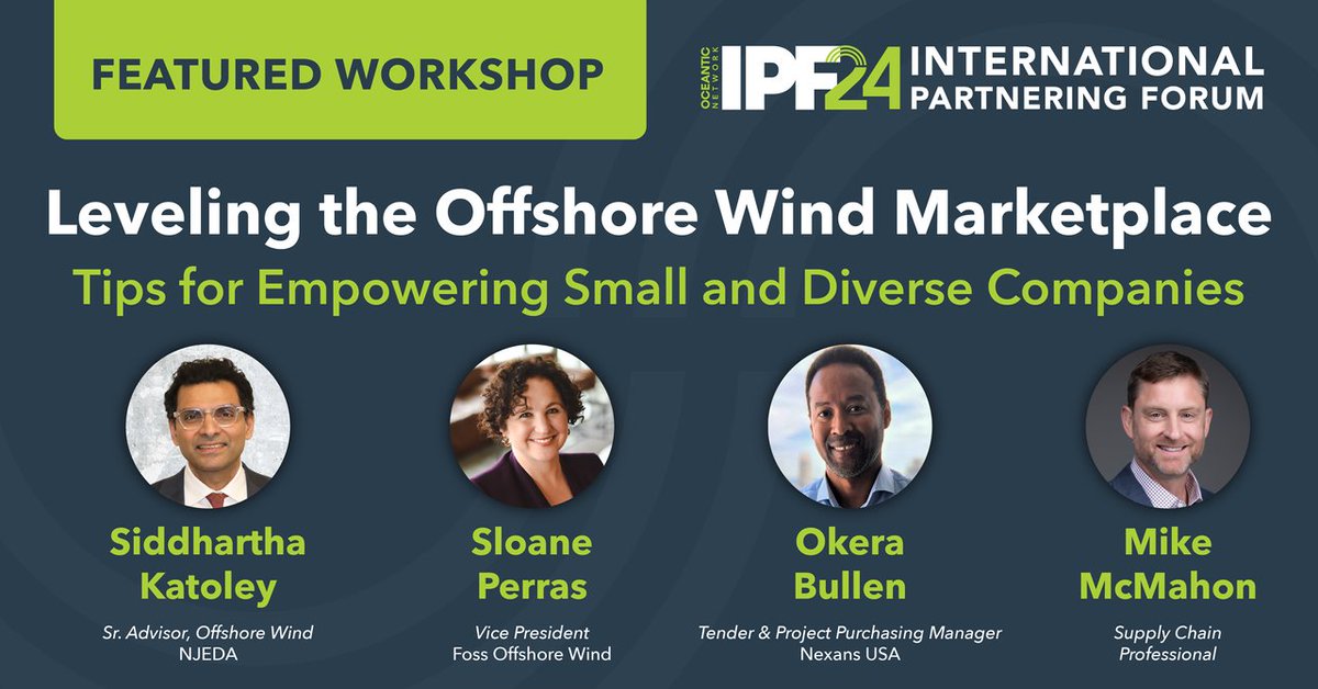 zurl.co/hYVh  IPF Workshop Spotlight: “Leveling the Offshore Wind Marketplace: Tips for Empowering Small and Diverse Companies” #IPF2024 #IPFConf #2024IPF #offshorewind #localcontent