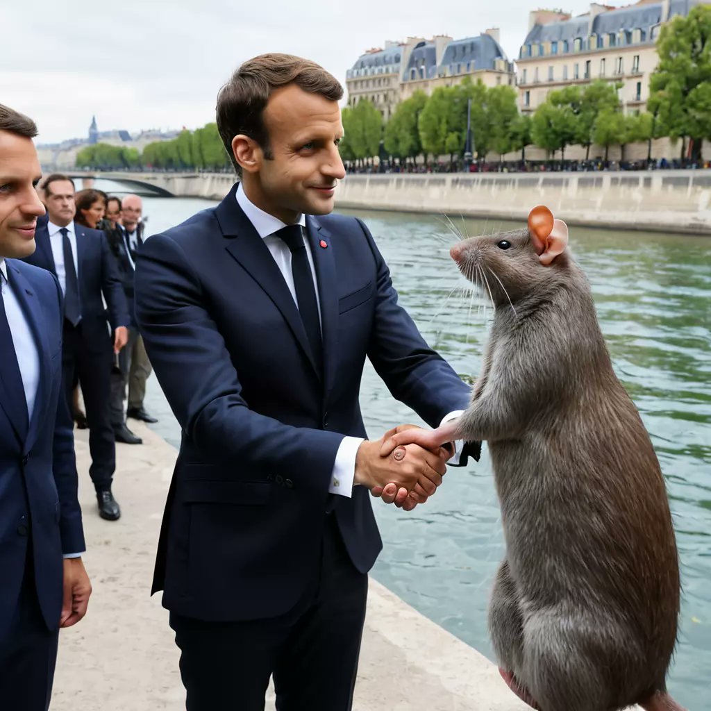 Voici Macron et Ratatouille au bord de la Seine 😉😂😂😂