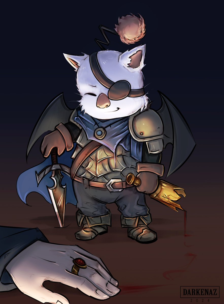 Stabby, the dangerous moogle rogue. (Commissioned art for a client) #moogle #rogue #digitalart #characterart #cute #evil #finalfantasy #dnd