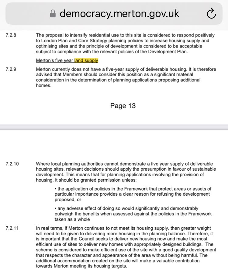 @MitchamSociety @Merton_Council This is a problem though isn’t it? As recently as Nov 23 Merton published a report stating that five year supply was not being met even though they tell the planning inspectors it is 🤷‍♂️

democracy.merton.gov.uk/documents/s517…