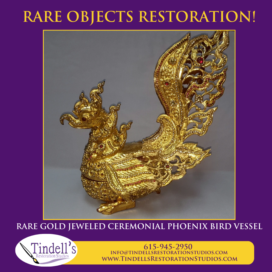 TindellsRestora's tweet image. -&amp;gt; RARE OBJECTS RESTORATION

This rare gold jeweled ceremonial phoenix was restored by Tinell's Restoration. We have the expertise and knowledge to handle all types of rare object restoration.

#RareObjects #Restoration #Expertise #Preservation 

bit.ly/3PyCt7K