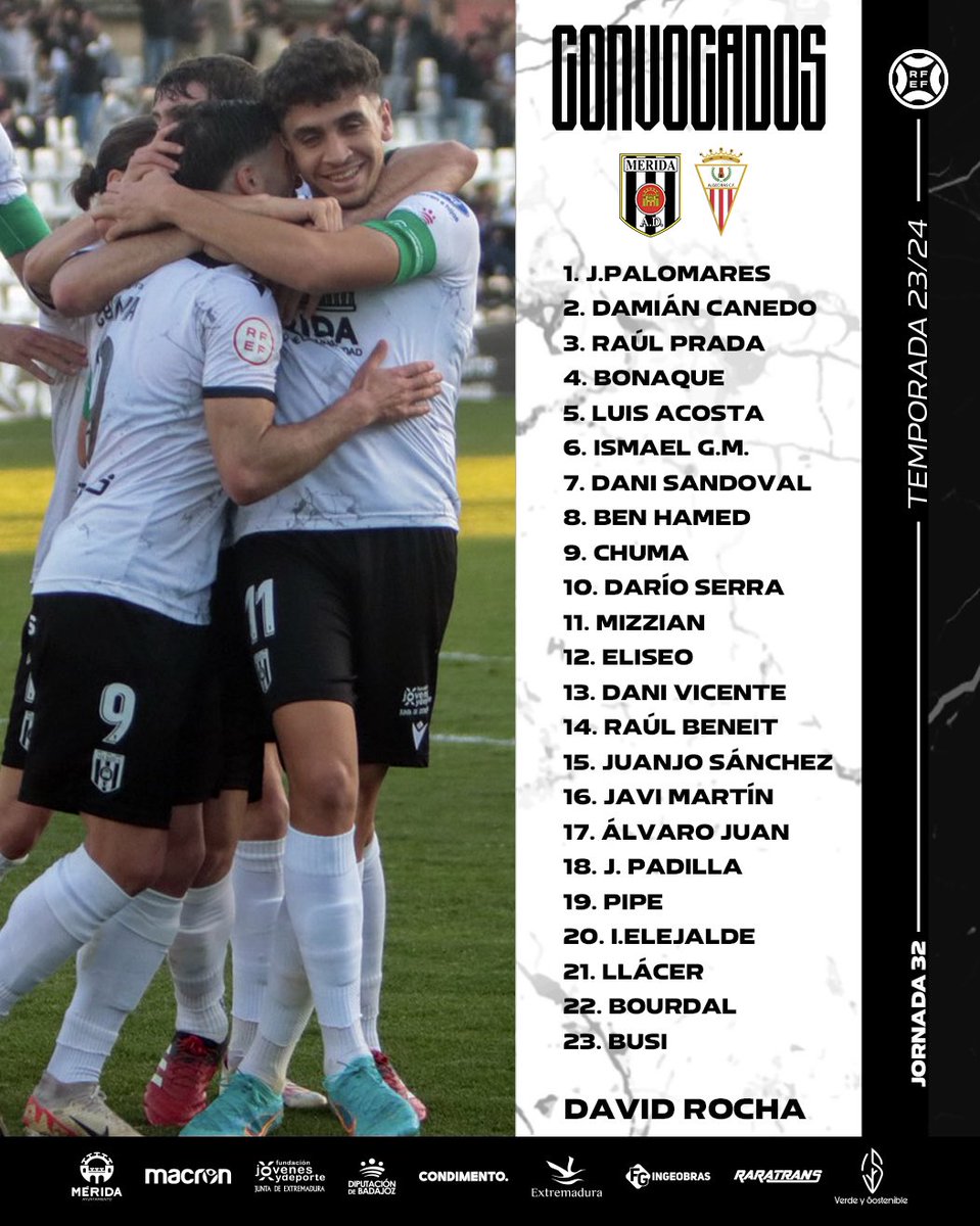 📝 CONVOCATORIA | ✅ Toda la plantilla disponible para el #MéridaAlgeciras ⚪️⚫️ ¡Vamos EQUIPO! ⚪️⚫️