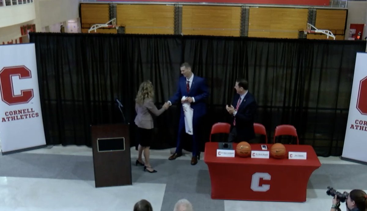 Awesome to get to watch the official introduction of @CoachJonJaques as head coach of @cornell_mbb ! Excited to work with you Coach! #YellCornell #GoBigRed