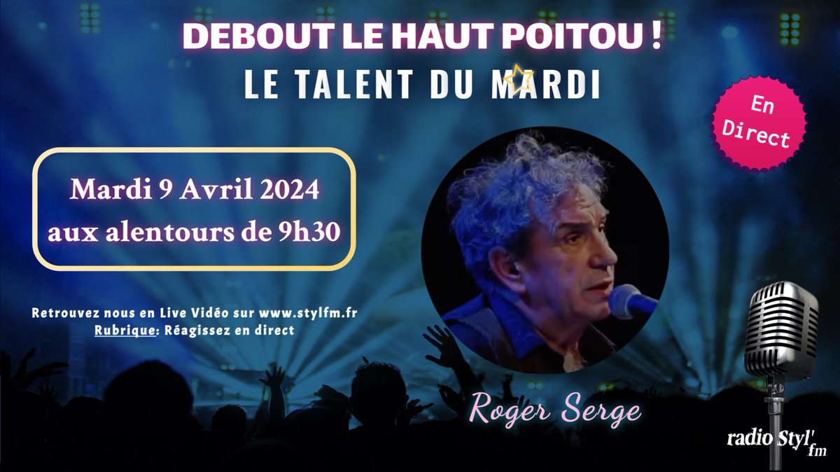 📻 #Infos #Musique #Interview de l’artiste Roger-Serge diffusé sur notre antenne au quotidien. Il s’est exprimé par nos confrères de la Radio @RadioStylfm et a évoqué sa passion pour l’écriture, la musique et ses albums. stylfm.fr/podcast/letale…