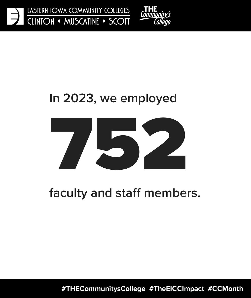 We employ over 750 faculty and staff members across seven counties and 13 locations to offer education and training across Eastern Iowa. 

➡️ eicc.edu/freeclasses

#THECommunitysCollege #CCMonth #eiCCMonth