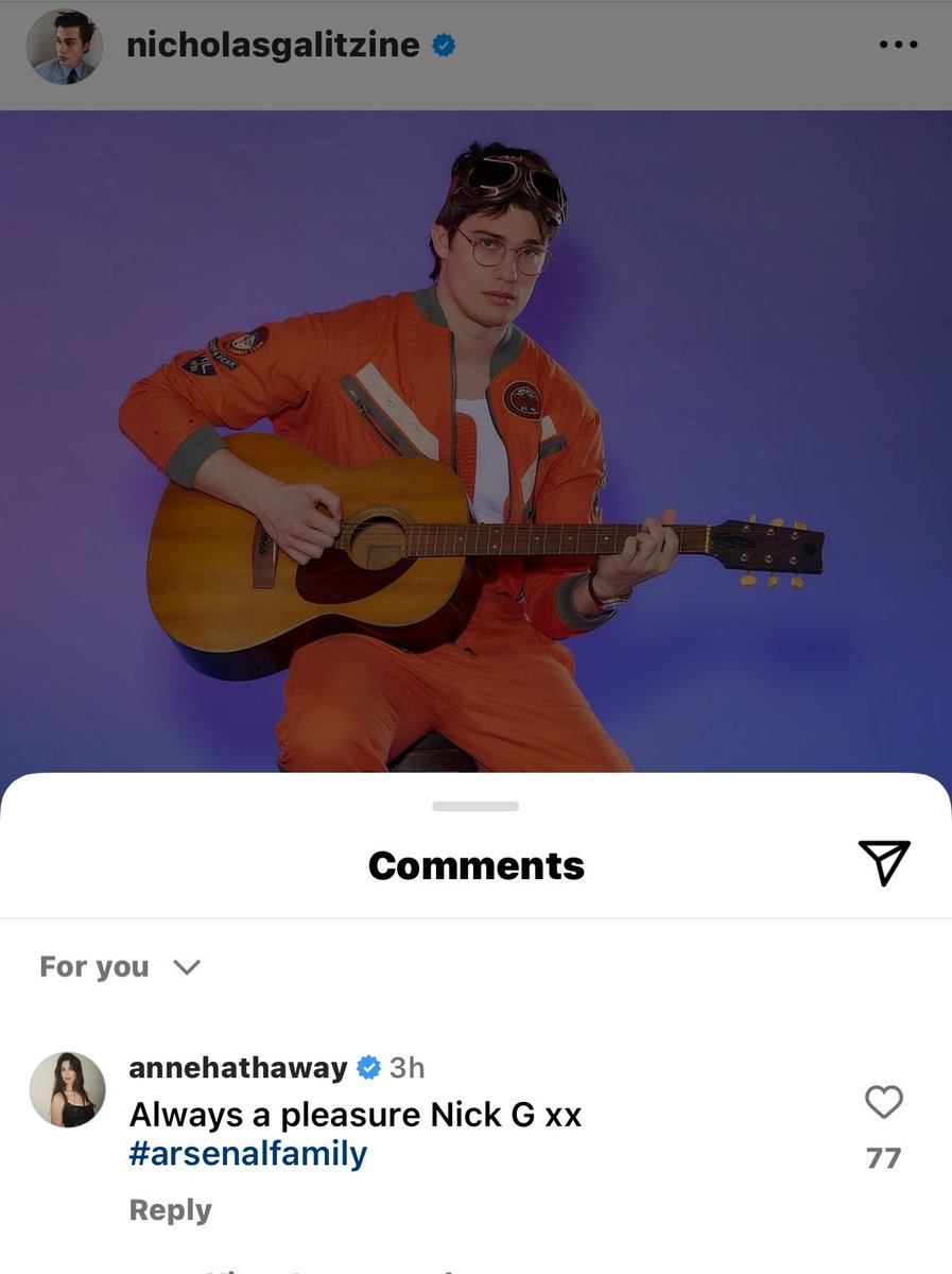 Anne Hathaway commented on Nicholas Galitzine’s Interview Magazine instagram post!!

#TheIdeaOfYou