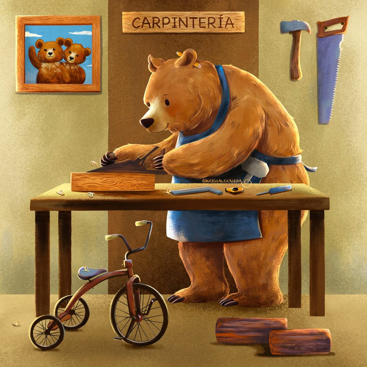 Hola buenos días amiwoooos!!!! Que ondi uwu listos para sintonizar la hora de Pedro Infante en la radio? Espero les guste, inspirado en Osito Carpintero #kidlitart En un ratito les dejo la liga al video proceso 🐻❤️