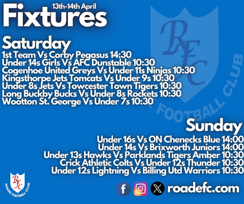 Our weekend fixtures 💙⚽️