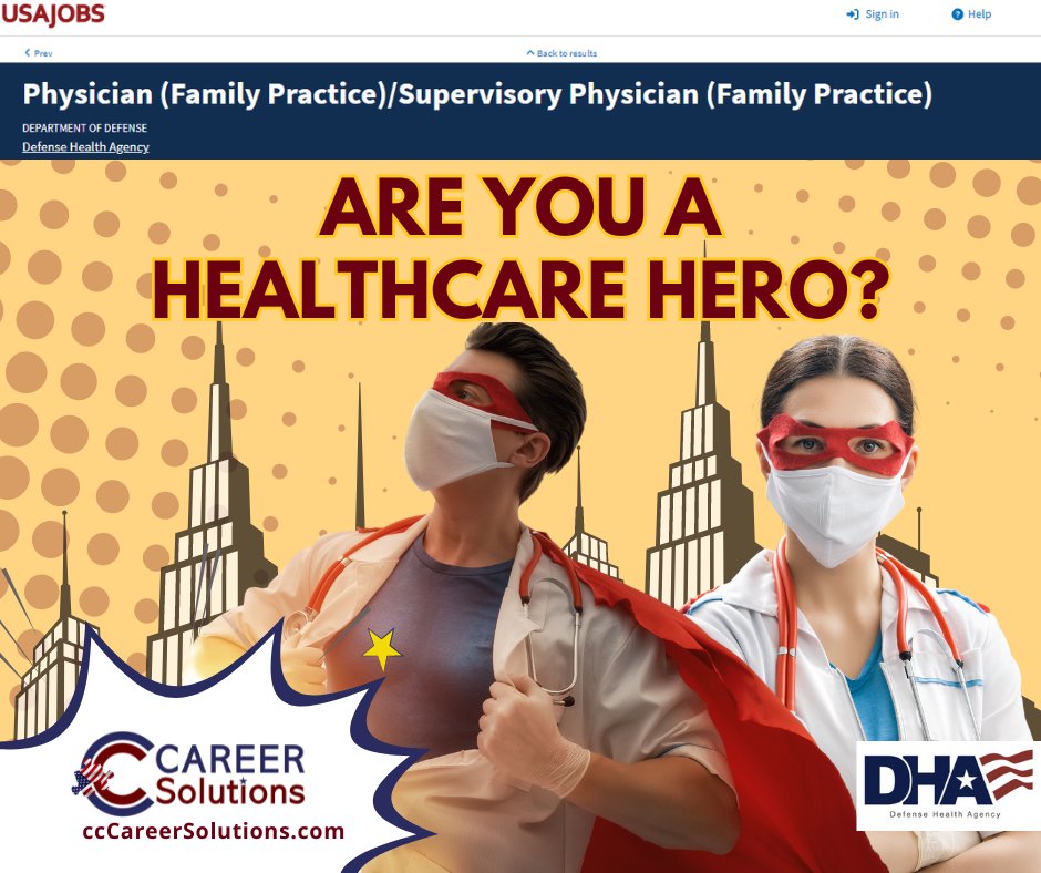 Ready to be the Doctor Strange of Medicine for the Department of Defense as a Physician? Heal like a superhero and navigate complex cases. Get started here: cccareersolutions.com/career-strateg…
#PhysicianJobs #HealthcareHeroes #WorkWithCamille #PreQualify4Jobs #GetHired