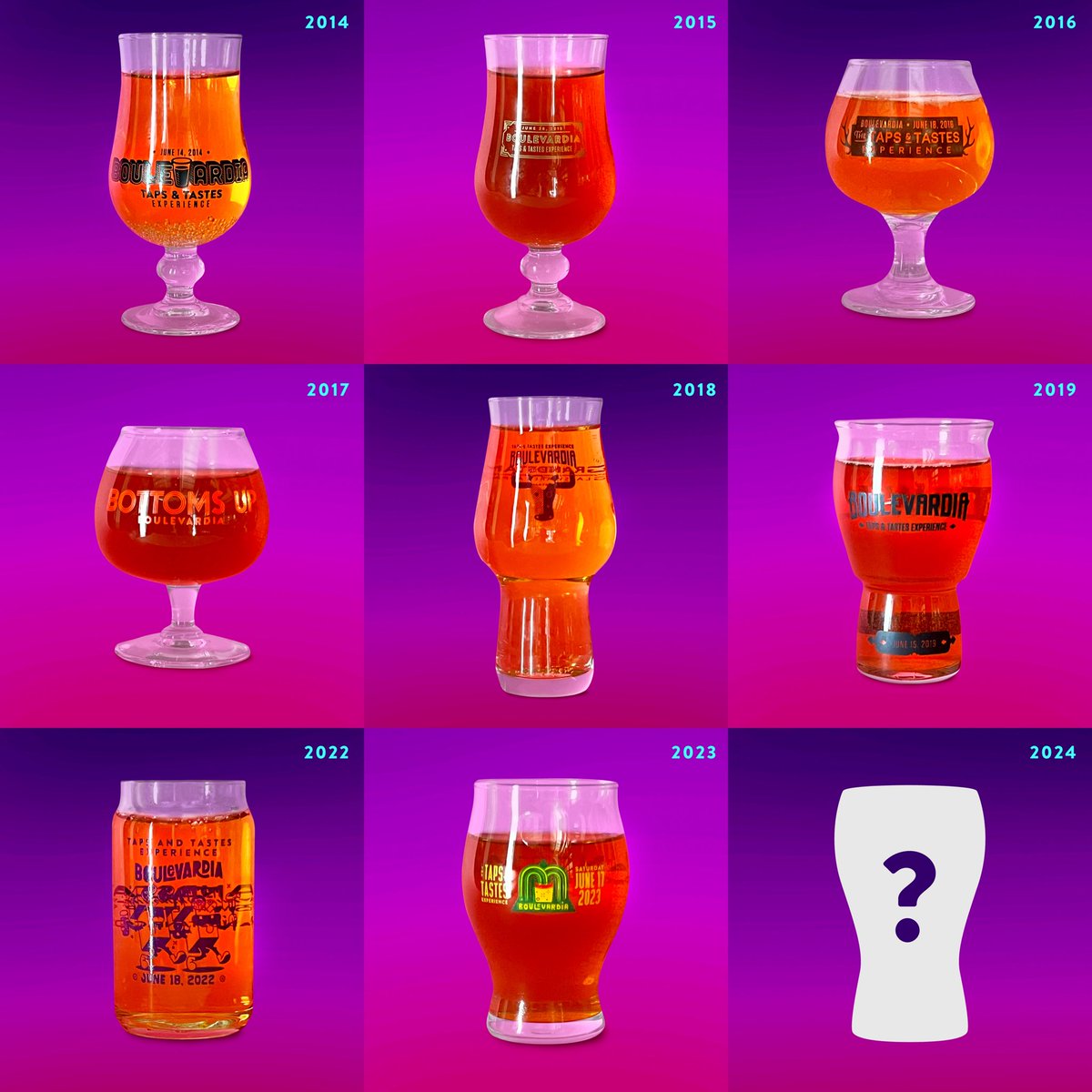 While we prepare for this year's Taps & Tastes, we thought we'd look back at all the glasses that have held the best beers around. Do you have a favorite? What do you think this years design will look like? Score your Taps & Taste tickets now!boulevardia.com/tickets/