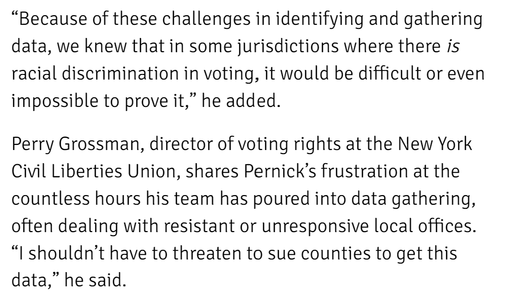 I couldn't agree more with @Perry_Grossman's comment here especially. The number of times I've had to threaten to sue some Boards of Elections just to get what should be *public data*... it shouldn't be this hard!
