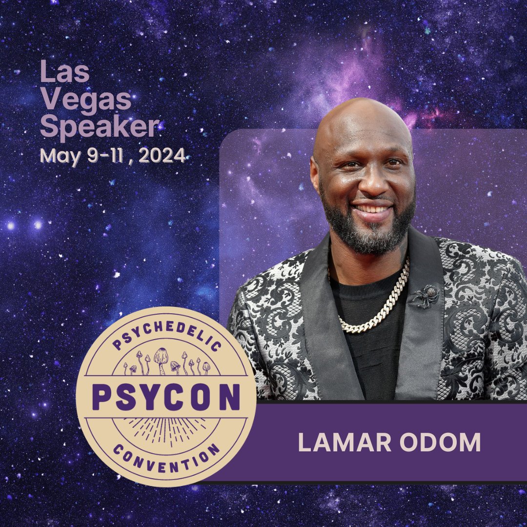 .@LamarOdom is a two-time NBA champion and an Olympic gold medalist who credits psychedelic medicine with saving his life. His life-changing experiences with #ketamine and ibogaine inspired Odom to begin advocating for #psychedelics. Join us at #PsyCon! bit.ly/49NdwyS