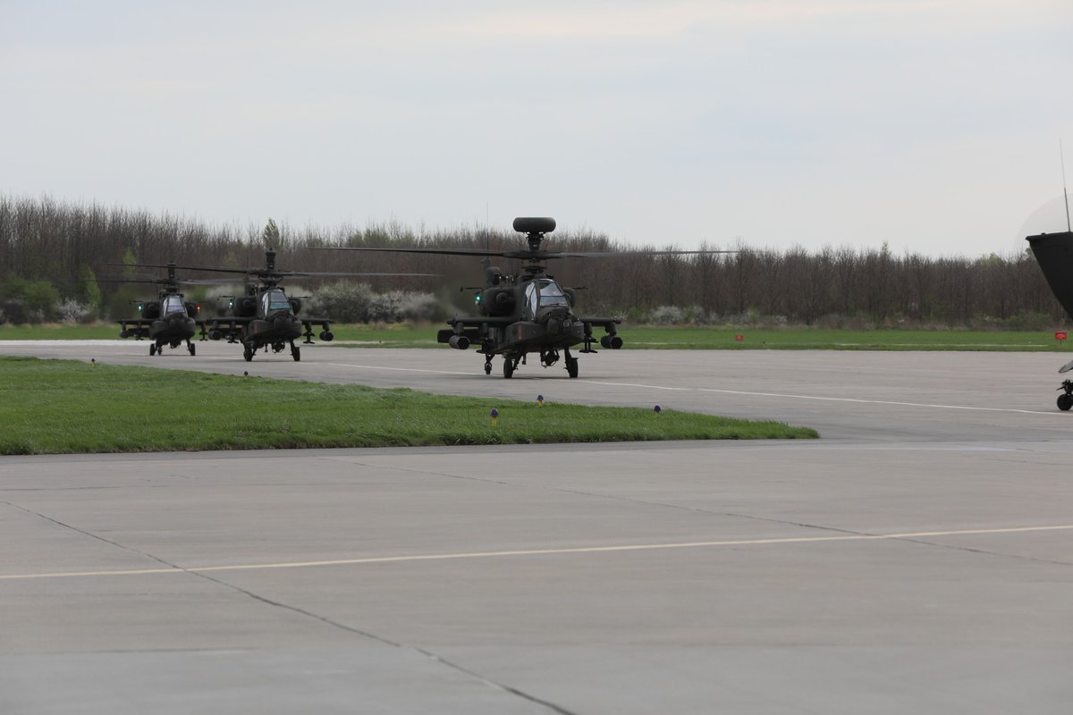 AH-64E Apache helicopters arrive at Malbork Airbase, Poland. 12th CAB is among other units assigned to V Corps, America's Forward Deployed Corps in Europe. They work alongside NATO Allies and regional security partners to provide combat-ready forces.