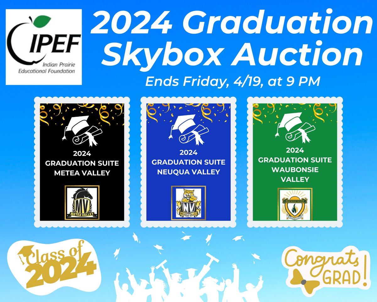 A reminder that our Graduation Skybox Auction closes in one week: Friday, April 19th, at 9 PM. Thank you for your support of the Foundation! Learn more and register to place your bid: secure.qgiv.com/event/2024niug…
@WaubonsieValley @NeuquaValley @meteavalley