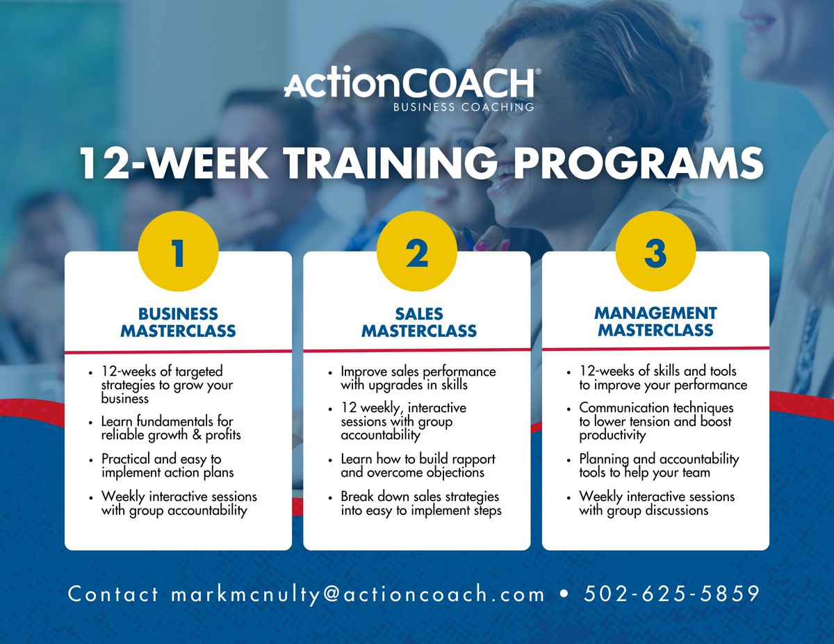Looking for affordable training for your business?

Our 12-week training classes meet online, once a week.

Schedule a quick call with Coach Mark to see if they are a good fit: calendly.com/markmcnulty/15… 

#businesstraining #salestraining #managementtraining