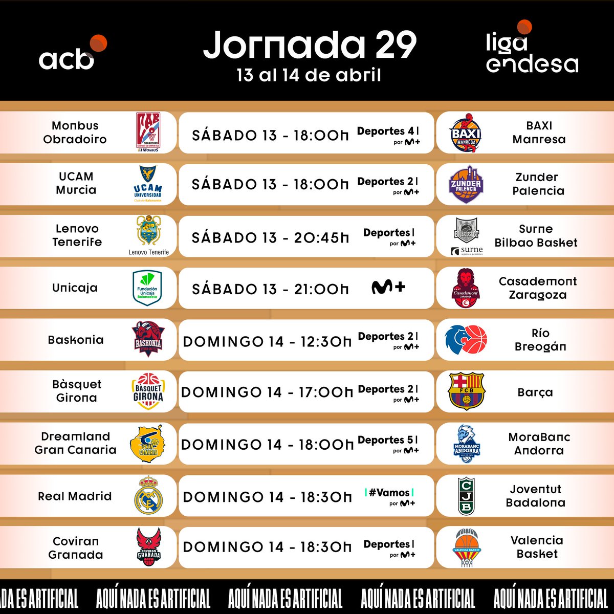 📆 Hoy arranca la Jornada 2️⃣9️⃣ de la @ACBCOM 
 
📲 Prepara a tus equipos del #SuperManagerACB

🍿 Este es el menú: