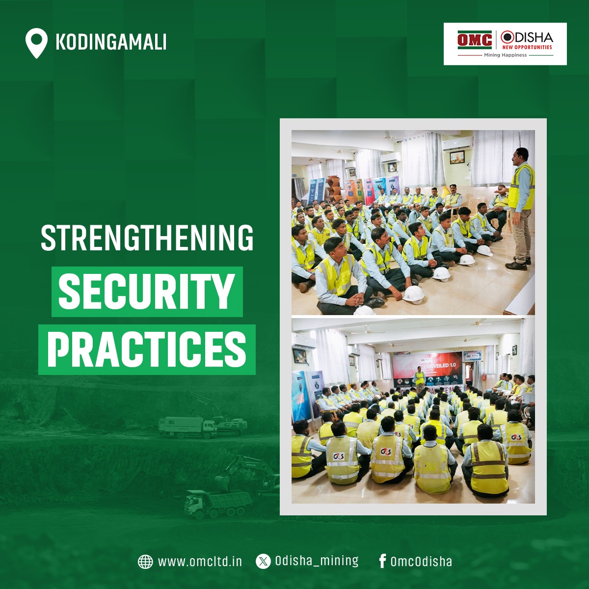 Staying Vigilant, Ensuring Safety 👮‍♂️ Aimed at bolstering efforts to enhance vigilance at mines, Kodingamali security personnel participated in a training session on overall security movements. OMC ensures a safe & secure working environment across all mines. #MiningHappiness