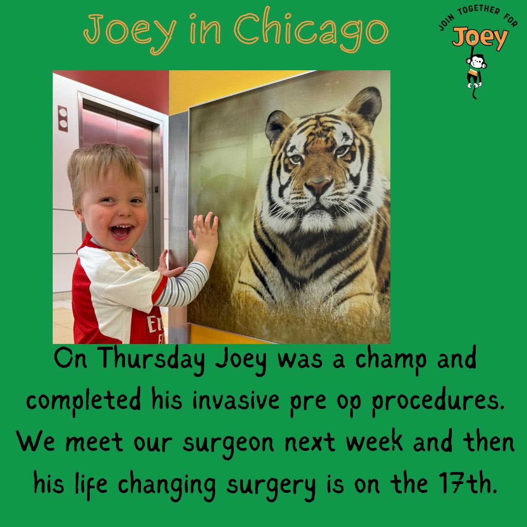 Joey in Chicago update……….Week 2 💚🤍💛
#jointogetherforjoey