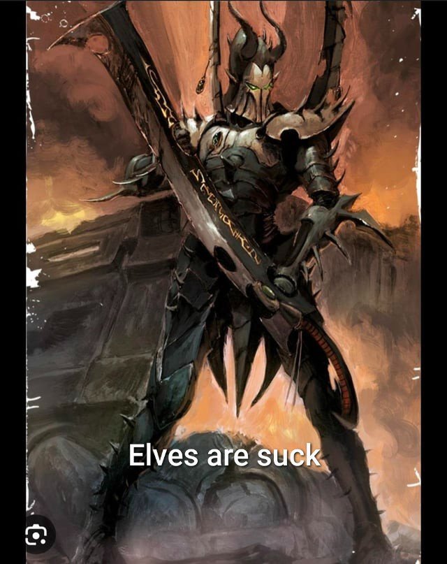 Warhammer 40000 gets Elves right.
Their orgies created a chaos god.  Dungeons and Dragons players need to realize there is harm in playing Elf characters.

#osr
