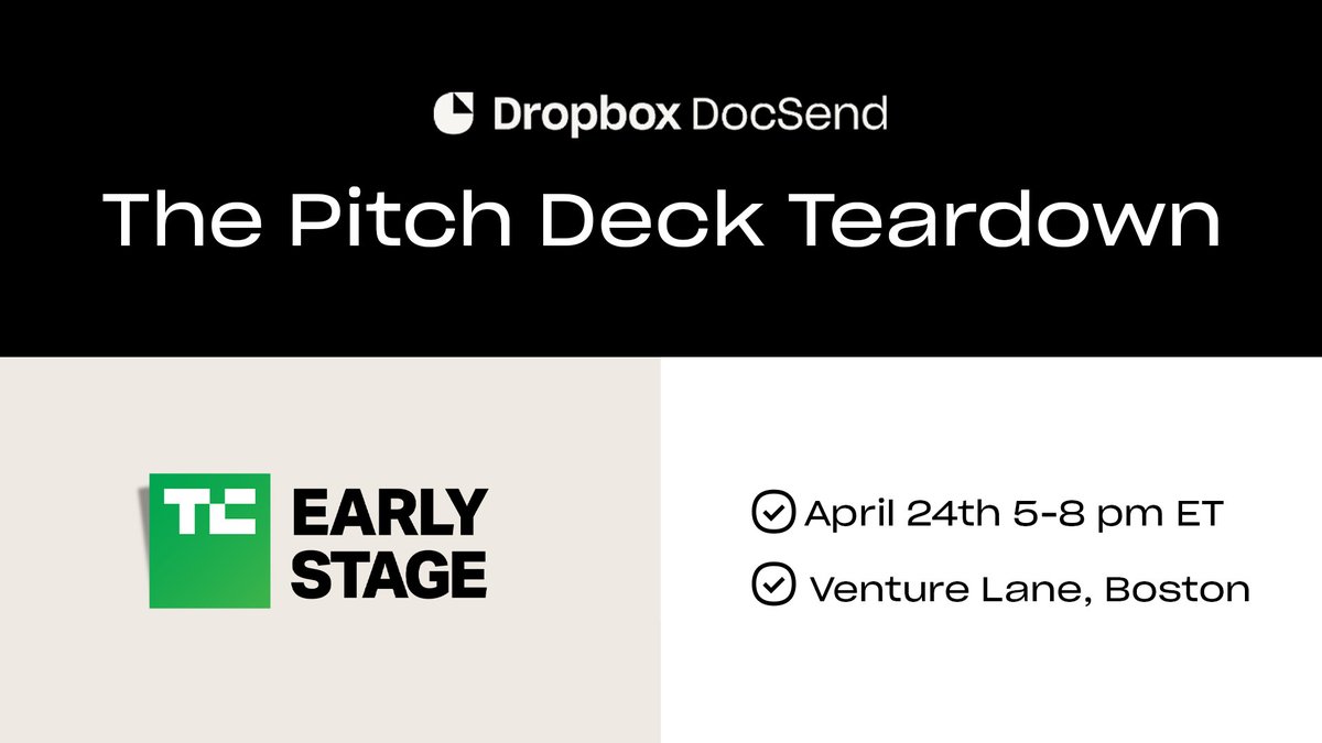 ✅Precision Pitch Practice
✅ Startup Showcase
✅ Networking, Q&A, and more!

Register: experience.dropbox.com/form/docsend/b…

#TCEarlyStage2024 #Founders #PitchDeck #Startups