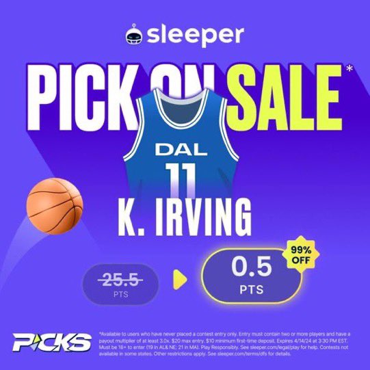 SLEEPER PICKS IS NOW IN CANADA 🇨🇦 And you can get THREE Promos to get some early green in the account For New Users Jalen Brunson Over 0.5 Pts Kyrie Irving Over 0.5 Pts For EVERYONE; RJ Barrett 19.5➡️15.5 Pts Code DRPROFIT for $500 in Deposit Match! bit.ly/Sleeper-drprof…