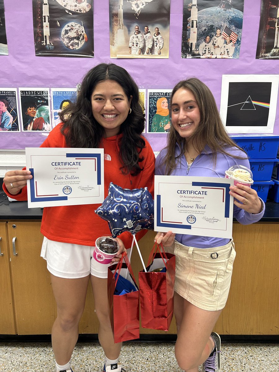 Kempsville HS is happy to announce our Class of 2025 Brickell Scholars - Simone Nied and Erin Sutton! #chiefkhspride