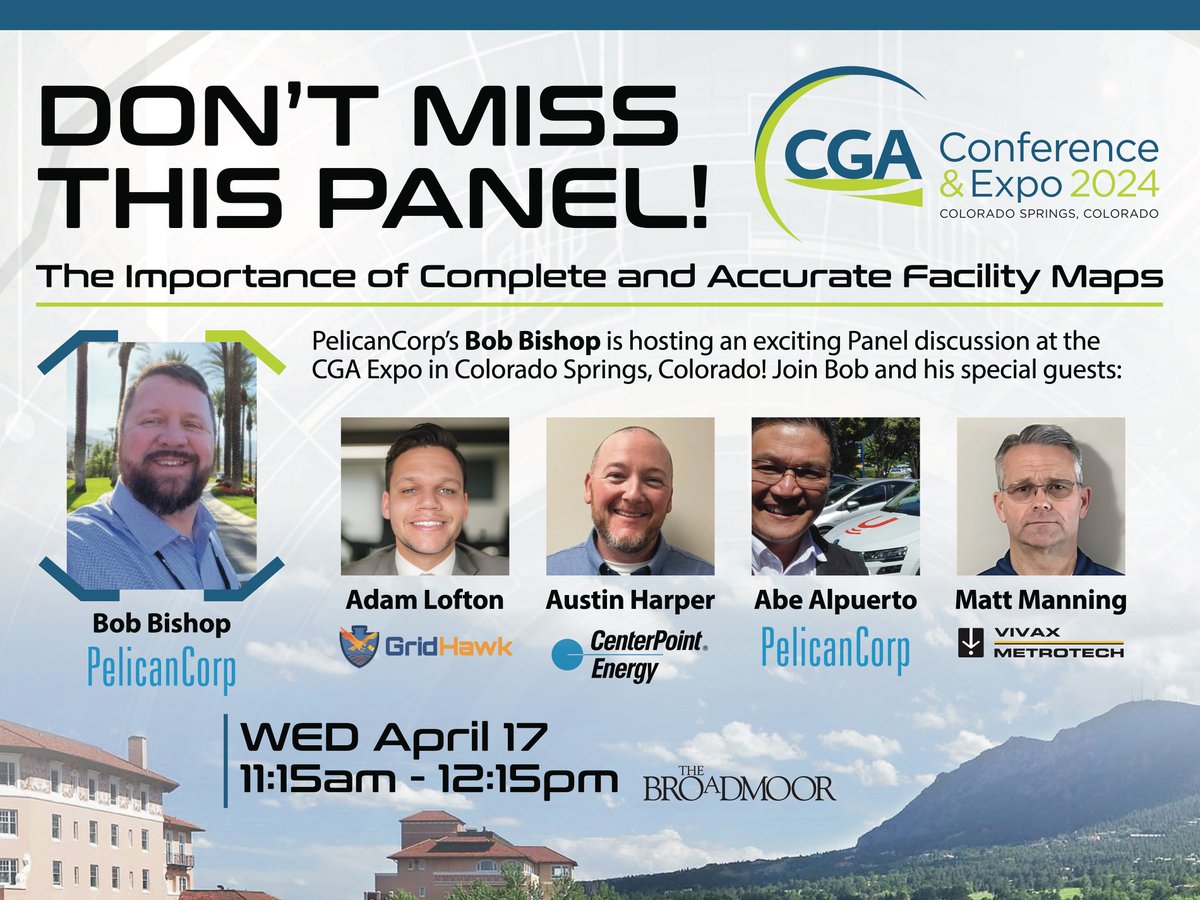 PelicanCorp's tweet photo. The PelicanCorp Team is prepping to welcome you to the CGA Conference!
It's sure to be a great conference with compelling sessions like, "The Importance of Complete and Accurate Facility Maps", moderated by #PelicanCorp's Bob Bishop.
#CGAExpo #Geolantis #utilitymapping https://t.co/pvEoYKbGLS
