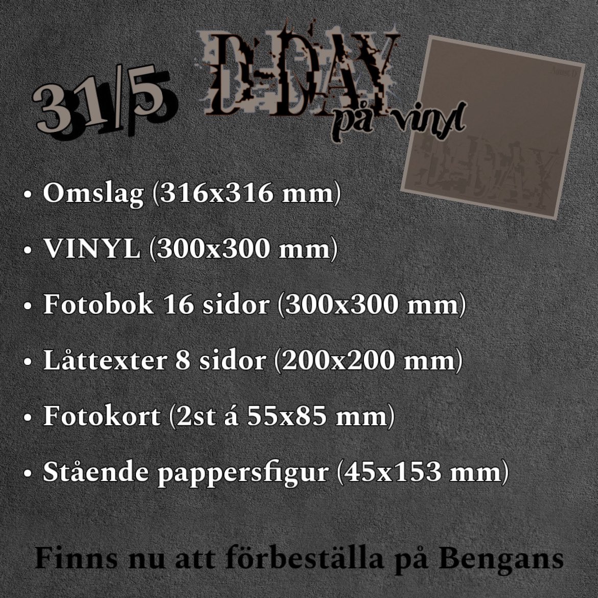 Albumet 'D-DAY' av Agust D kommer att släppas som vinyl. Du kan nu boka den hos Bengans som är den enda återförsäljaren där ditt köp räknas till svenska topplistor! Länk: bengans.se/sv/artiklar/ag…