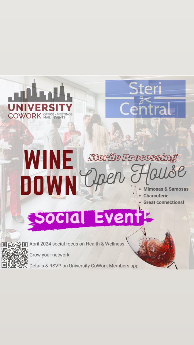 University CoWork Virtual Accelerator (@universitycw) on Twitter photo Excited about our upcoming April 2024 Wine Down: Sterile Processing Open House π·π₯βοΈπ§ social event!
It will focus on #HealthAndWellness and feature member <a href="/SteriCentral/">SteriCentral</a>
Come enjoy Mimosas & Samosas πΎ, cheese platter π§, and great connections!
#ChicagoSouthSide #ChicagoBiz Excited about our upcoming April 2024 Wine Down: Sterile Processing Open House π·π₯βοΈπ§ social event!
It will focus on #HealthAndWellness and feature member <a href="/SteriCentral/">SteriCentral</a>
Come enjoy Mimosas & Samosas πΎ, cheese platter π§, and great connections!
#ChicagoSouthSide #ChicagoBiz
