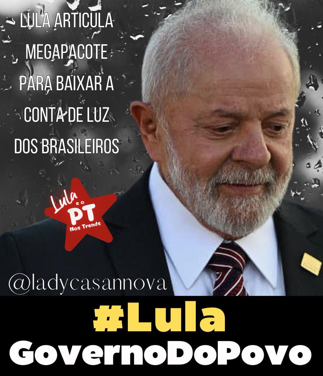 @AlexandrePT13CV @Alexand92840726 @chelleweda @CleuzaturC @divaolinda55 @sequeira_kg @lacerdaeh @borgescm @RamosEneildes @cmsclaudio @BruckerMarcos @253730 @Ana_PaulaRochaS @bonfim20031 @ClaraNu42942718 @EstelaMCorrea @gisellecaldei3 @Jane36Pisciana @KobaRevoltado13 @Magnetarsuper @meta08229653 @reginaldodles @umbigoderobo @AlrodriguesSp @Beth07135612 @Erbl1958 @GatoConectadoPT @ivanovitchstos @LuizGou12257957 @NkElsa @Quixotebrazuca @TonetteRita @xinga1370 @LulaOficial @ptbrasil Dia, Tenazes Guerreir@s Lula assinou uma Medida Provisória que deve diminuir em, pelo menos, 3,5% ao ano a tarifa da energia elétrica para os brasileiros. Bom demais fazer o L!🚩 #LulaGovernoDoPovo