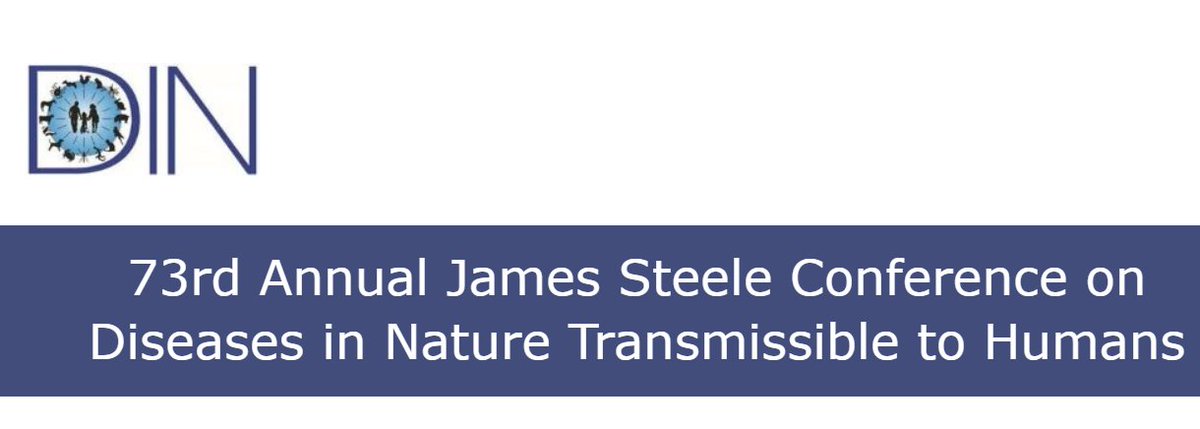 The 73rd Annual James Steele Conference on Diseases in Nature Transmissible to Humans (DIN) is May 22-24 at Texas A&M. DIN is a forum focusing on emerging and current zoonotic and environmentally-acquired infectious diseases. More info: diseasesinnature.com @WildlifeDisease