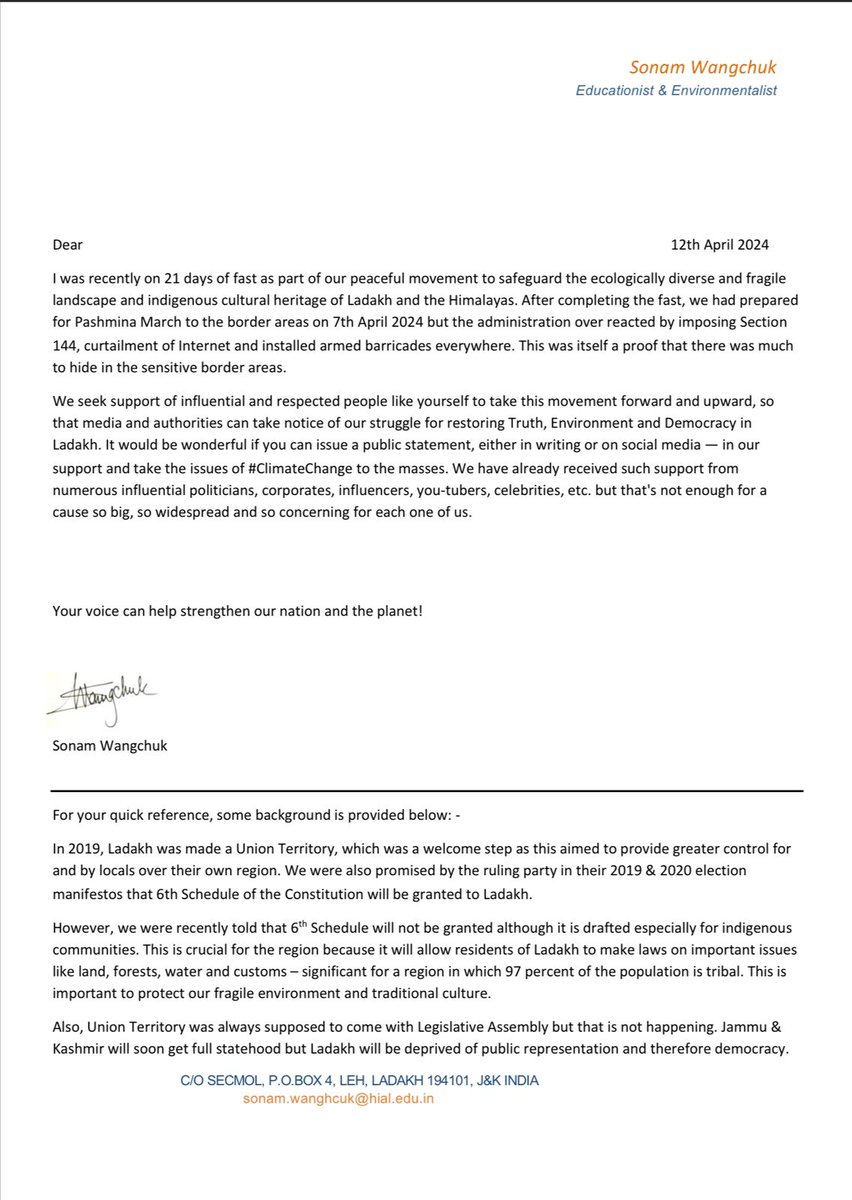 Wangchuk66's tweet image. BACK AFTER A SHORT BREAK...
Was at the Martyrs&apos; Park today with fasting youth n women again.
There was an important meeting of Apex Body. The #CLIMATEFAST fast will continue, though in smaller numbers due to agricultural season, but on Sundays it will be larger
This Sunday the…