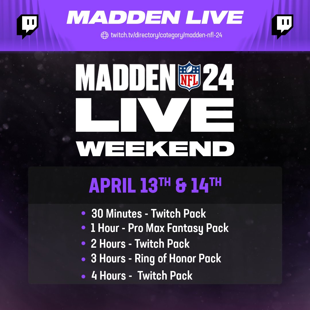 #Madden24 Ring of Honor calls for open directory drops this weekend 🏆