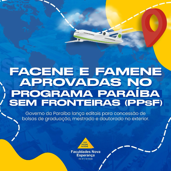 facenefamene's tweet photo. Governo da Paraíba lança editais para concessão de bolsas de graduação, mestrado e doutorado no exterior e alunos das Faculdades Nova Esperança estão aptos a concorrerem. Os editais estão disponíveis desde a terça-feira (2), no site https://t.co/EX6Lildj3j. https://t.co/tKeU8CXNbY