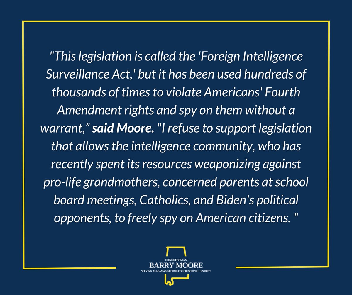 I voted against reauthorizing #FISA without a warrant requirement. The Fourth Amendment is not a suggestion. If the government wants to spy on American citizens, they should have to get a warrant.